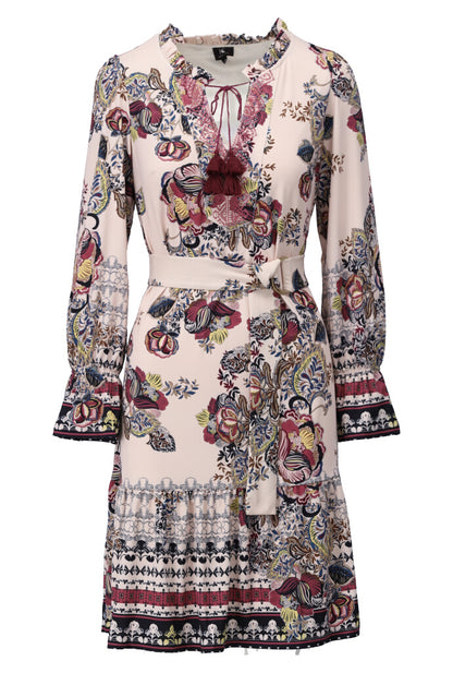Bohemian Floral and Paisley Print Dress