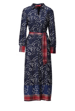 Load image into Gallery viewer, Navy Blue Floral Paisley Shirt Dress Z359
