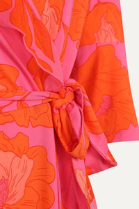 Orange/Pink Flowers Midi Dress W372