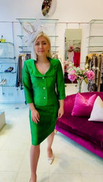 Load and play video in Gallery viewer, Paule Vasseur Emerald Silk Dress
