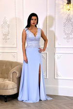 Load image into Gallery viewer, Pia Michi Powder Blue Evening Gown 11329
