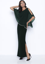 Load image into Gallery viewer, Shimmery Ribbed Gown with Sheer Overlay 179257 - Lucindas on-line
