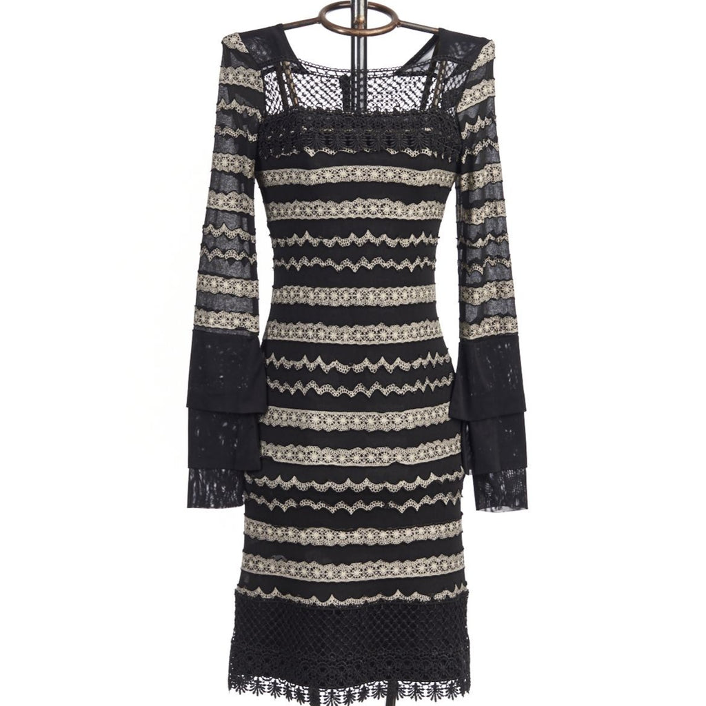 Save the Queen Black Macrame Lace Dress 4020 - Lucindas on-line