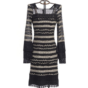 Save the Queen Black Macrame Lace Dress 4020