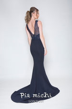 Load image into Gallery viewer, Pia Michi High Neck Evening Gown 1959
