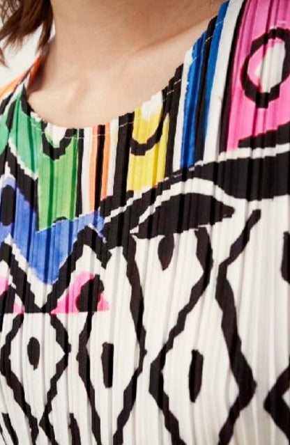 Mix Print Pleated Top YE450