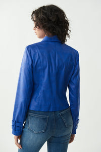 Royal Sapphire Faux Leather Jacket 221913