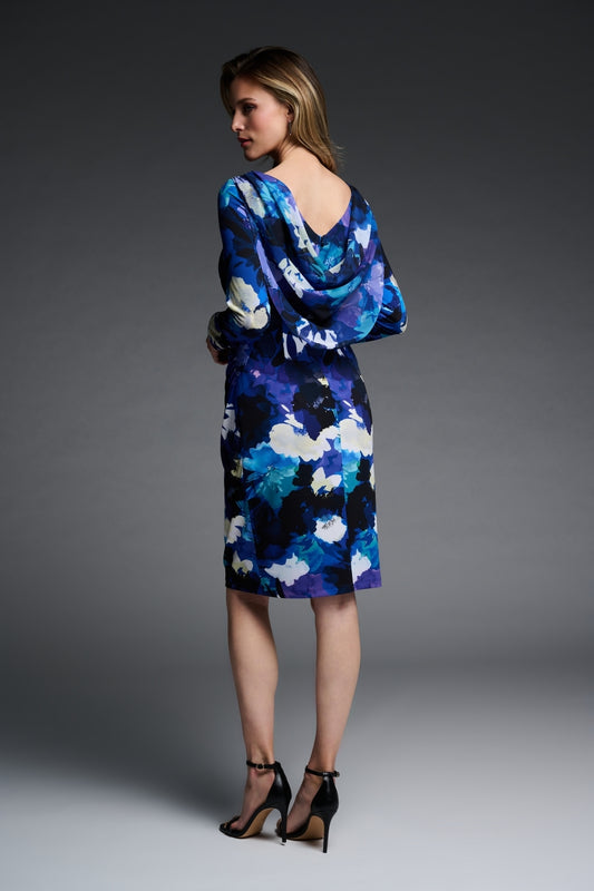 Blue Floral Print Dress 223731