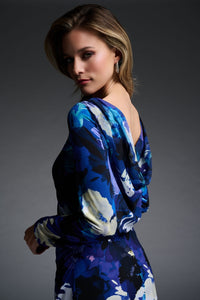 Blue Floral Print Dress 223731