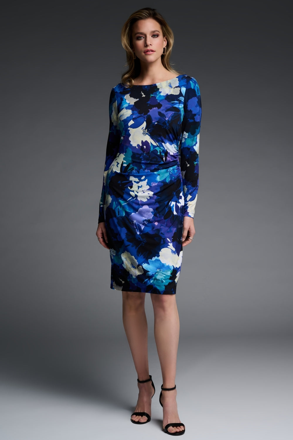 Blue Floral Print Dress 223731