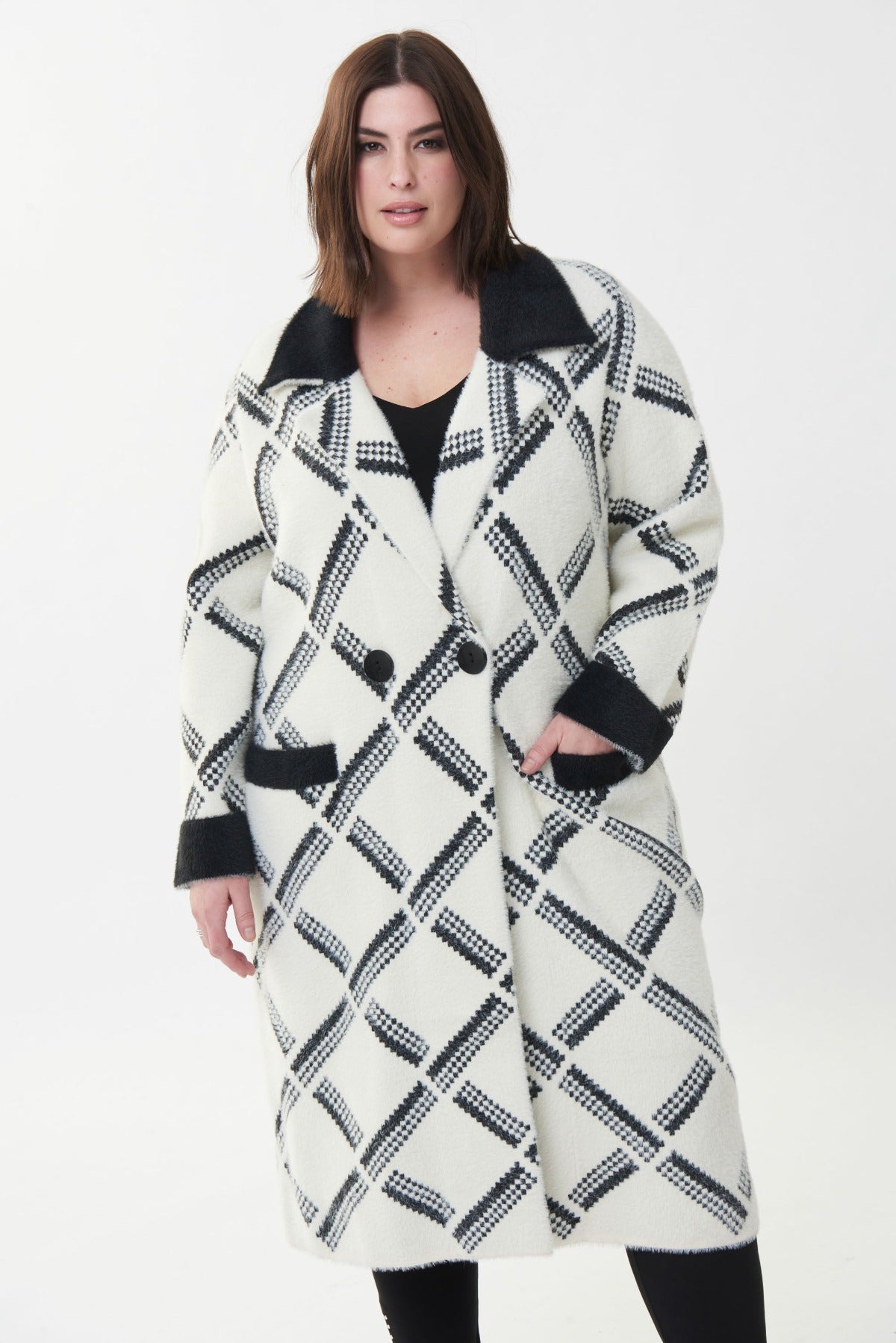 Joseph Ribkoff Check Long Coat 223952