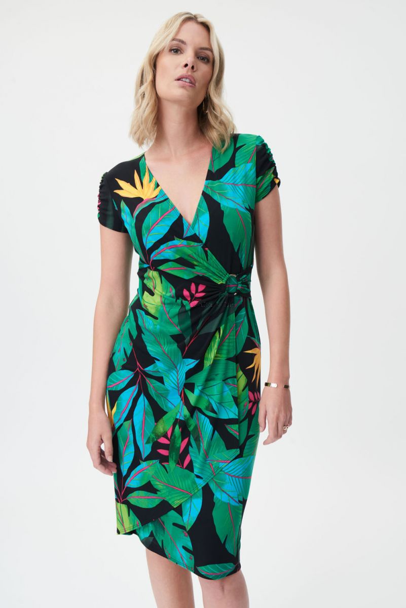 Joseph Ribkoff Tropical Print Wrap Dress 232162