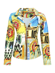 Dolcezza Multi coloured Zip Up Blazer 23696