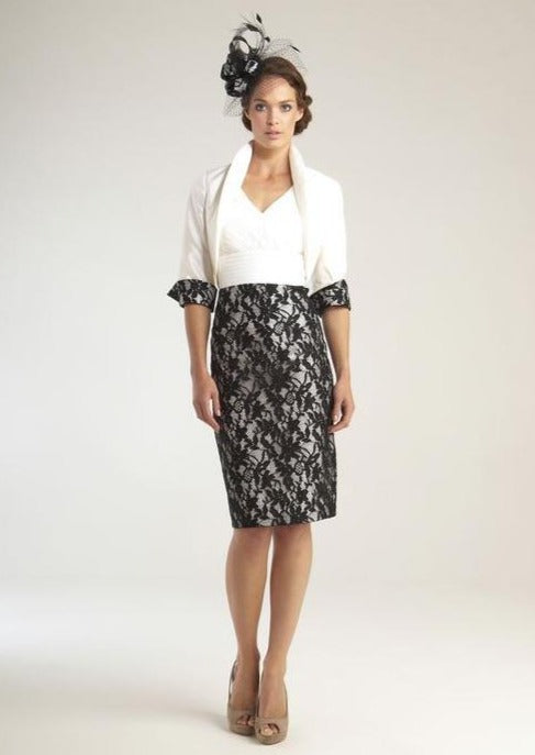 John Charles monochrome lace dress with silk bolero 25320 - Online exclusive promo price