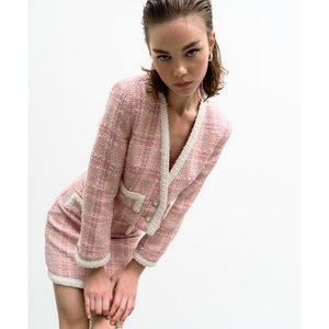 Boucle Tweed Jacket in Cropped Style 33-1041