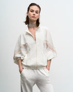 Load image into Gallery viewer, White Strass Bomber Jacket 33-1098
