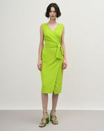 Load image into Gallery viewer, Lime Wrap dress with Back Opening 33-3341
