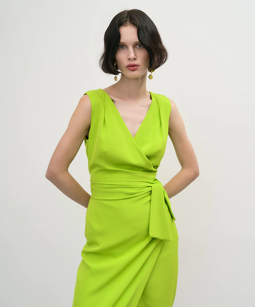 Access Lime Wrap dress with Back Opening 33-3341