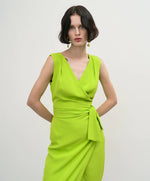 Load image into Gallery viewer, Lime Wrap dress with Back Opening 33-3341
