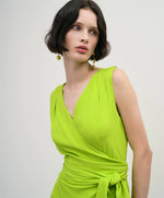 Load image into Gallery viewer, Lime Wrap dress with Back Opening 33-3341
