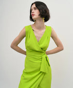 Load image into Gallery viewer, Lime Wrap dress with Back Opening 33-3341
