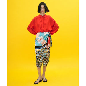 Oriental Print Wrap Skirt 33-6002