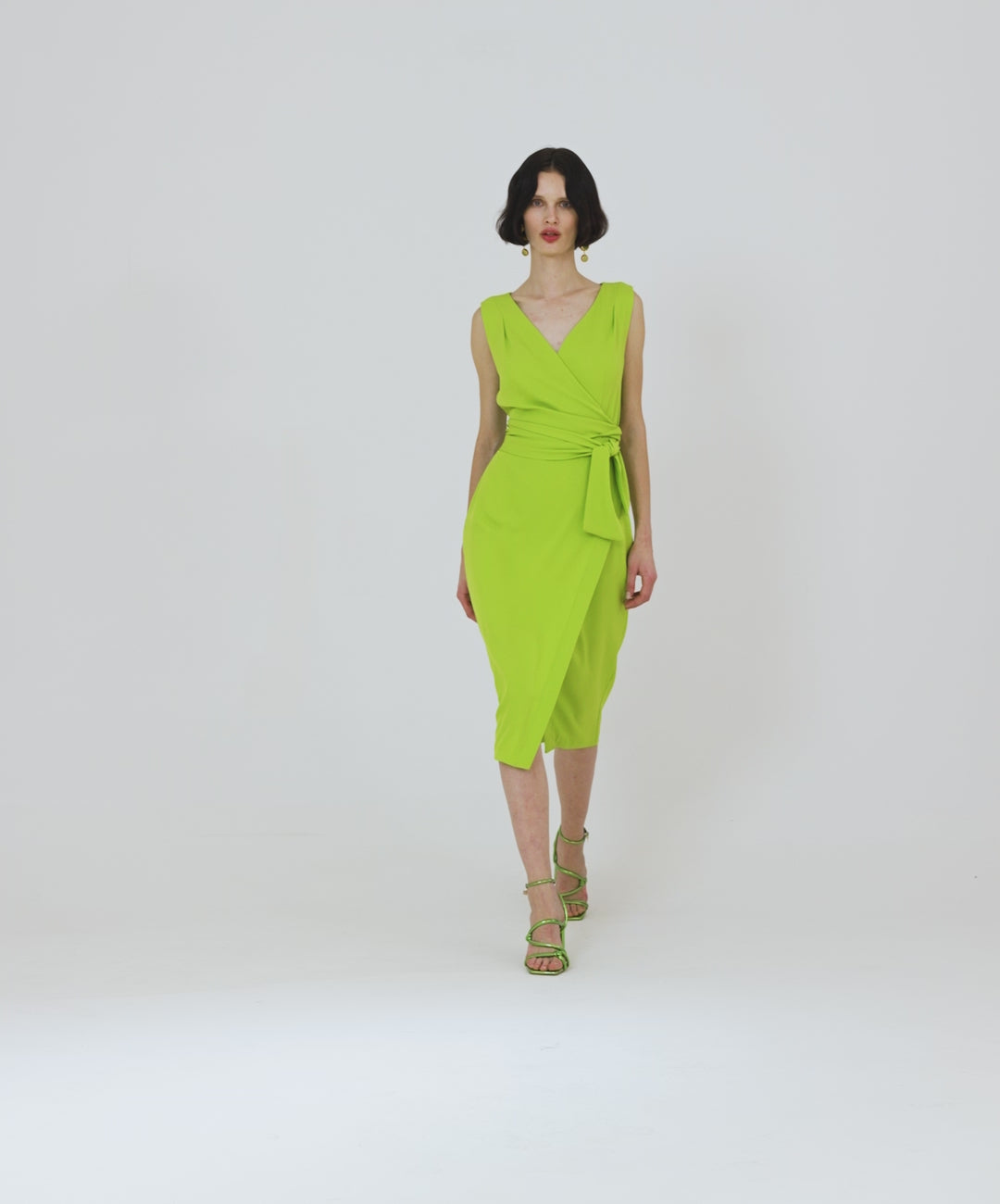 Access Lime Wrap dress with Back Opening 33-3341