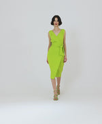 Load and play video in Gallery viewer, Lime Wrap dress with Back Opening 33-3341
