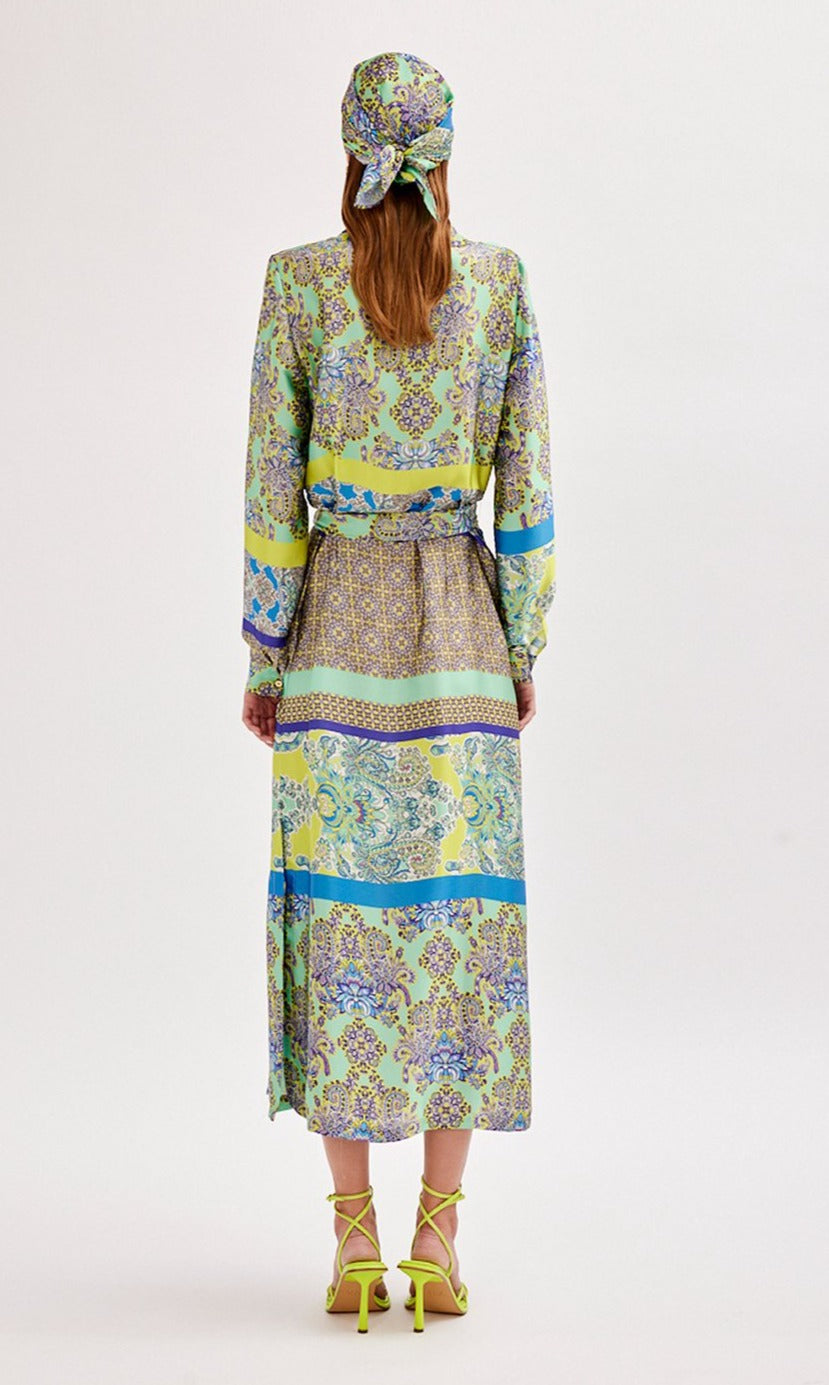 Paisley Satin Midi Shirt Dress 46636