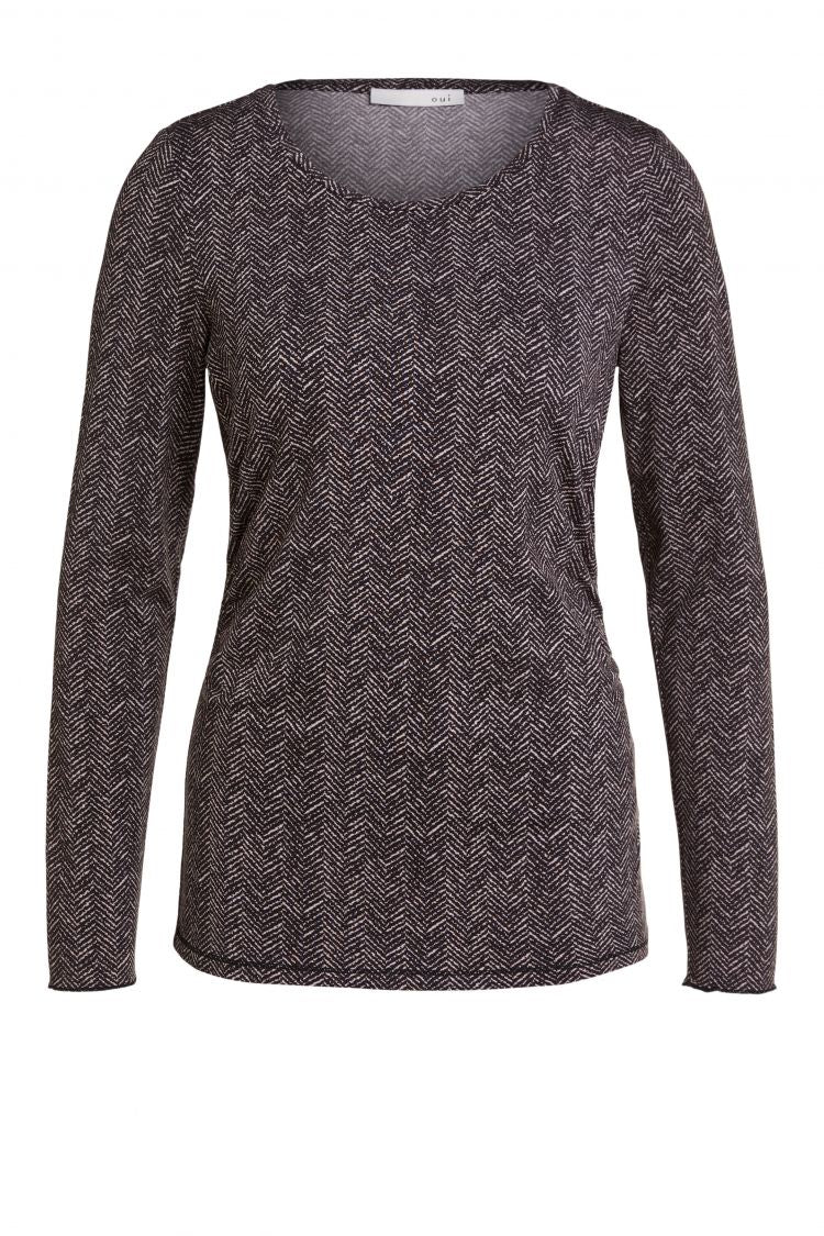 Slim Fit Herringbone Long Sleeves Top 74411 - Lucindas on-line