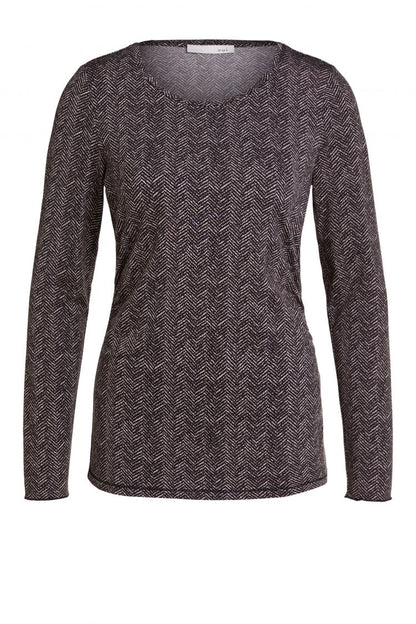 Slim Fit Herringbone Long Sleeves Top 74411 - Lucindas on-line