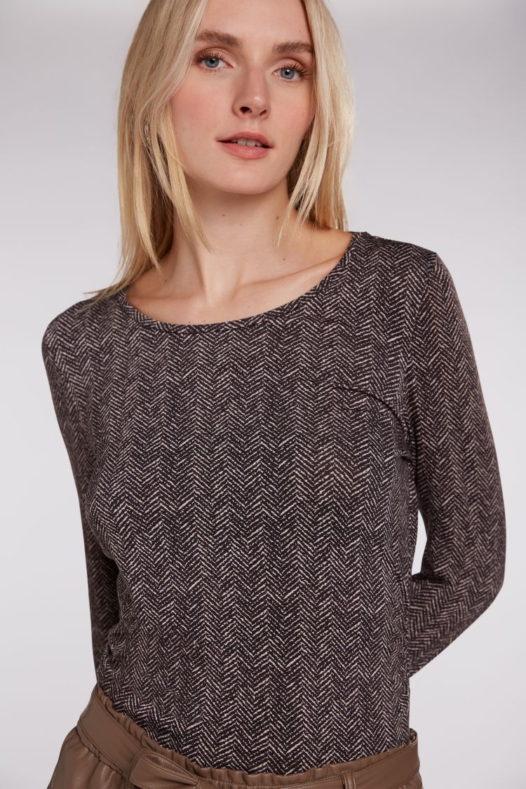 Slim Fit Herringbone Long Sleeves Top 74411 - Lucindas on-line
