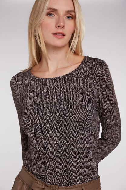 Slim Fit Herringbone Long Sleeves Top 74411 - Lucindas on-line