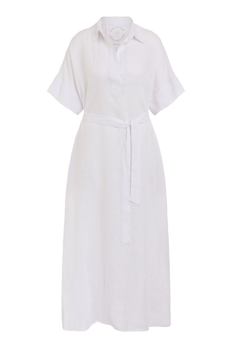 White Pure Linen Maxi Dress