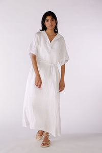 White Pure Linen Maxi Dress
