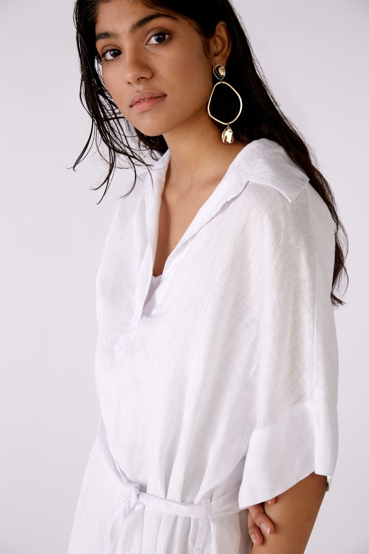 White Pure Linen Maxi Dress