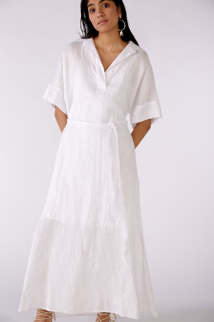 White Pure Linen Maxi Dress