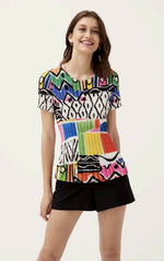 Load image into Gallery viewer, Mix Print Pleated Top YE450
