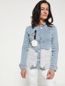 Denim Jacket with Grey Bubble details