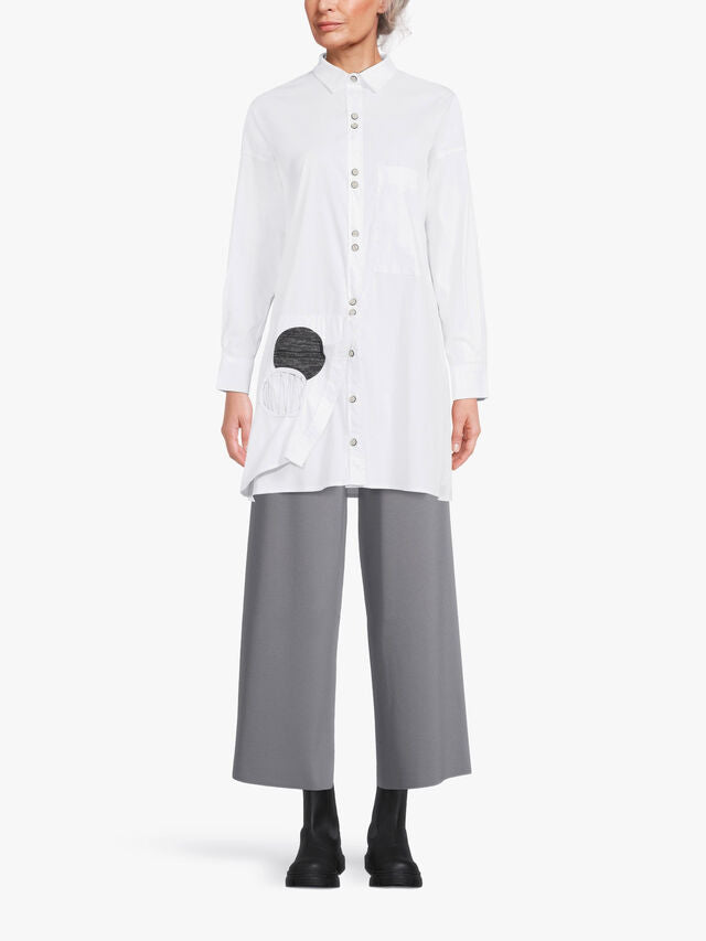 Nijii Patch Detail Cotton Longline Shirt 36016