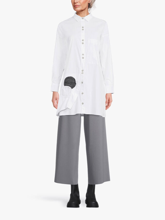Patch Detail Cotton Longline Shirt