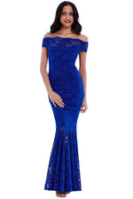 Load image into Gallery viewer, Navy Off shoulder Lace Dress
