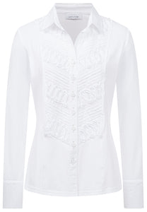 White Woven Appliqué Shirt