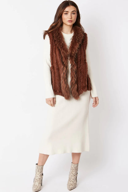 Cashmere Blend Faux Fur Gilet