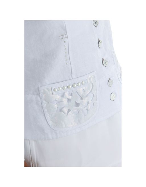 Elisa Cavaletti Shirt Style Linen Jacket with Laser Cut Details