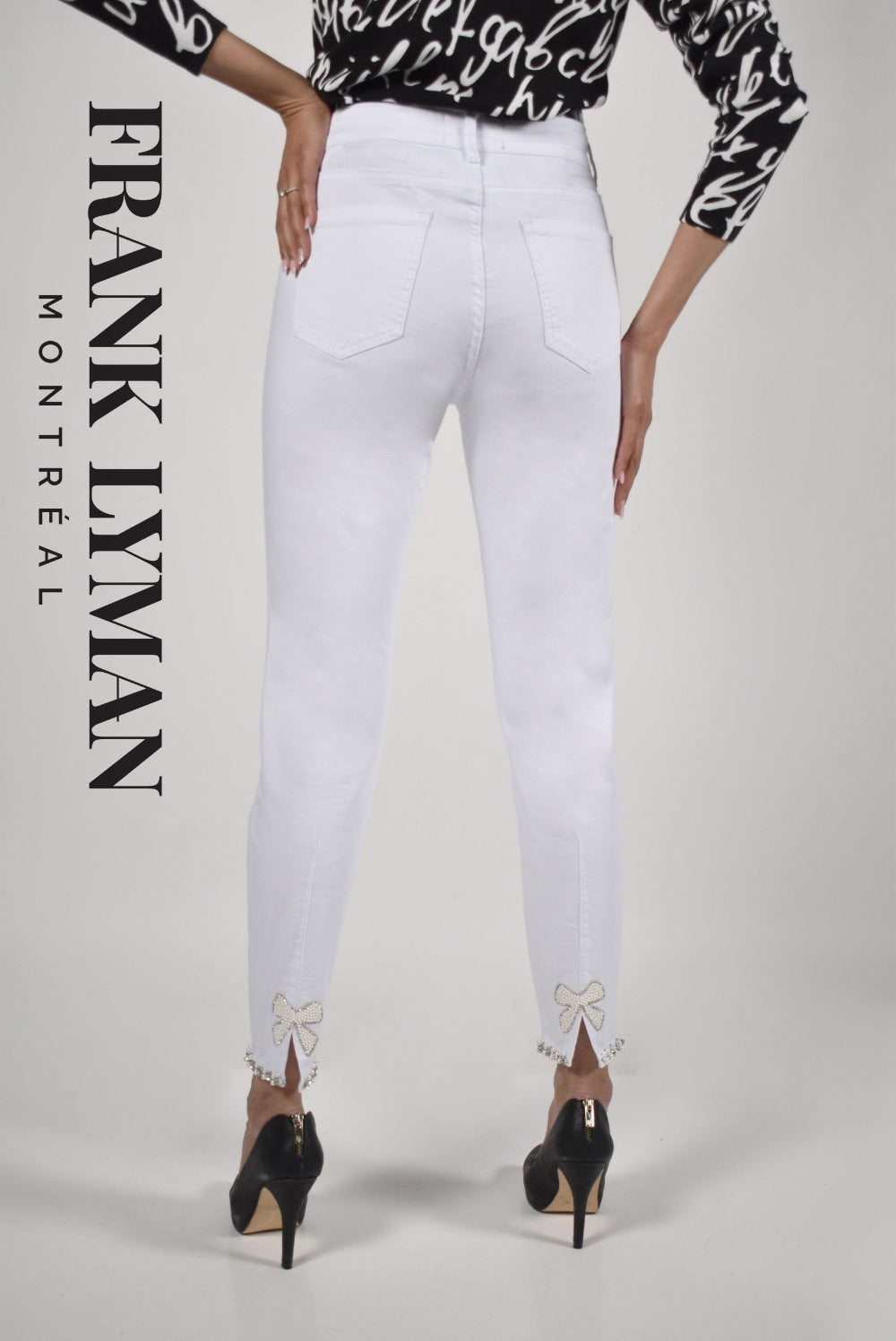 Frank Lyman White Pearl Hem Jeans