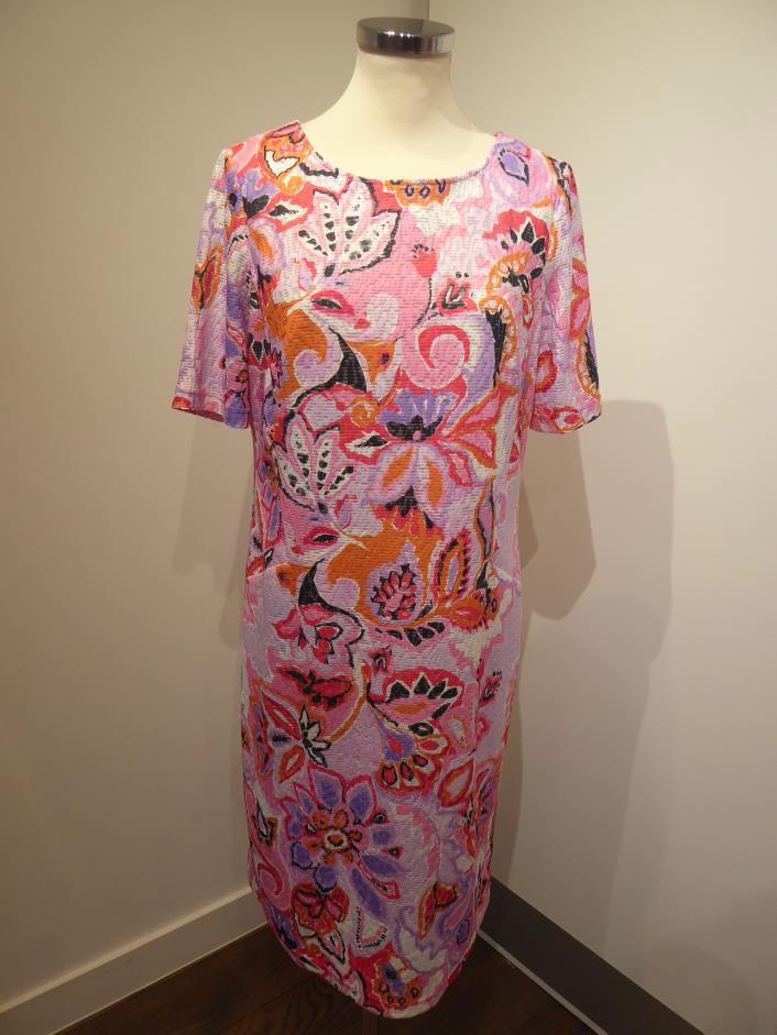 Pink Abstract Floral Print Dress J1938