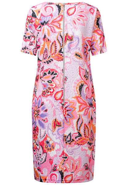 Just White Pink Abstract Floral Print Dress J1938