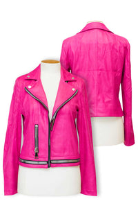Pink Biker Jacket with Zip Details 211954