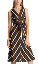 Load image into Gallery viewer, Marc Cain Sleeveless Wrap Dress with Lurex Stripes - Lucindas on-line
